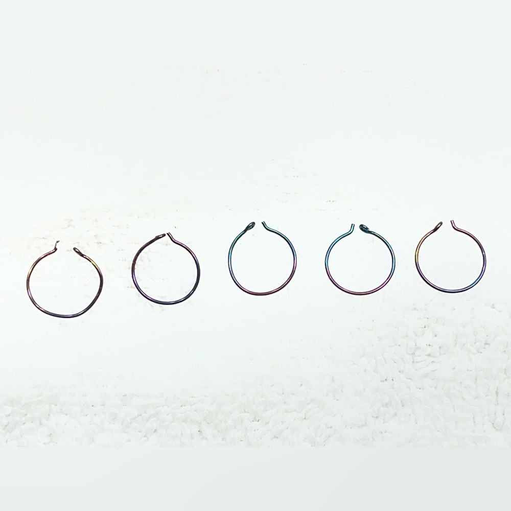 Titanium Multicolor Hoop Earrings – set of five, gently used.